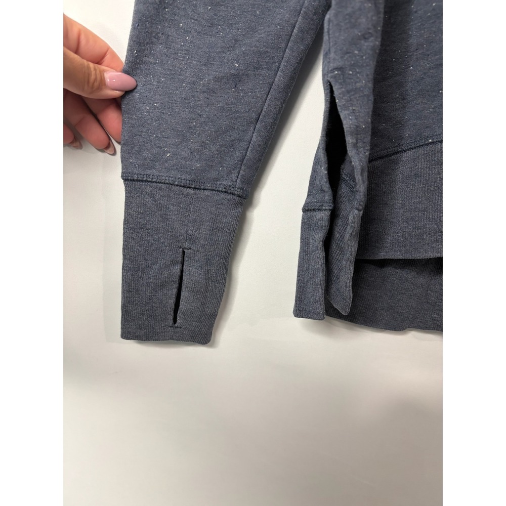 Athleta Sweatshirt Size M Blue Gray Heather Speckled Thumbhole Pullover Lounge - Picture 3 of 8